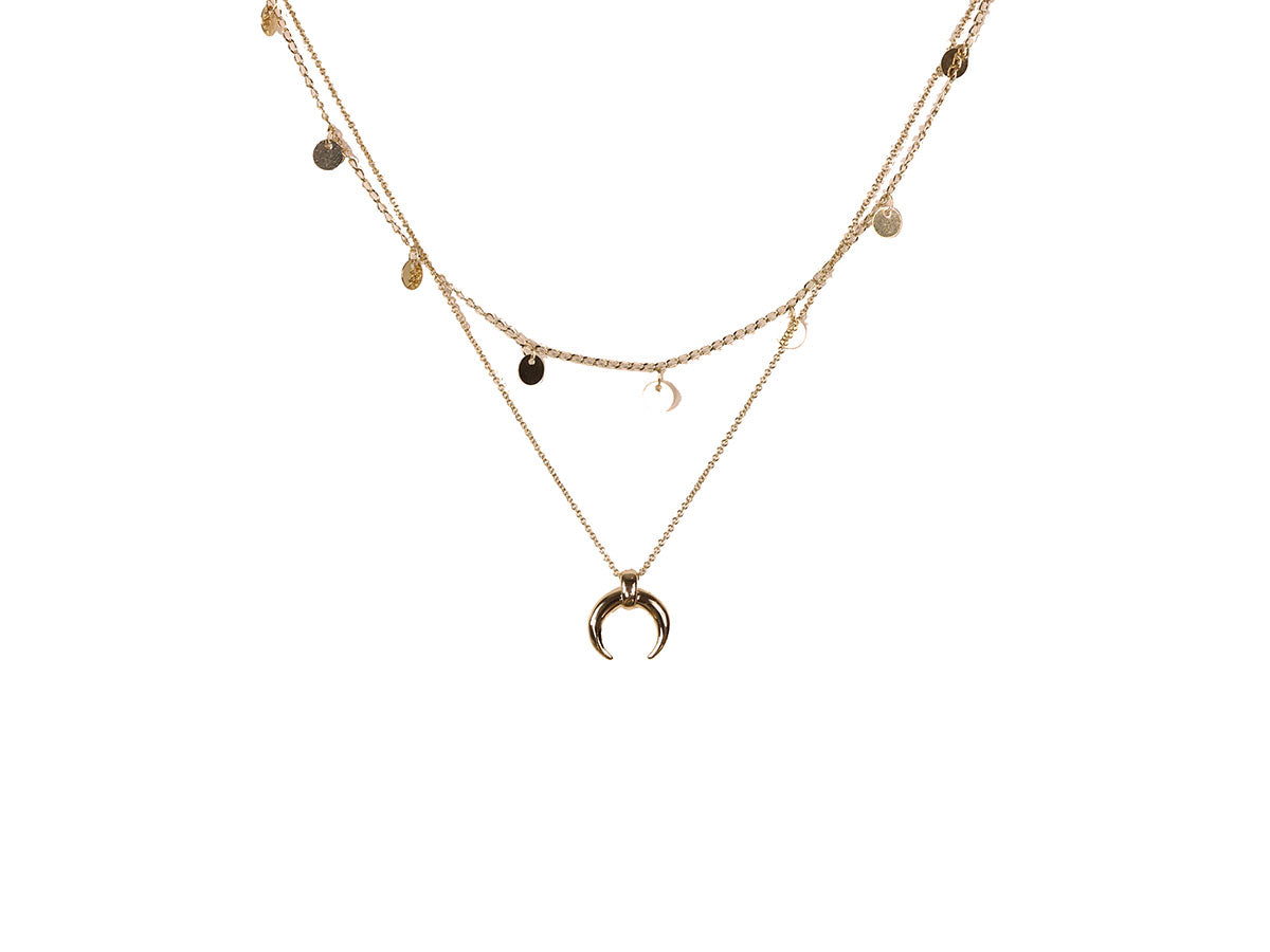 Victoria Tiny Horn Two Row Necklace