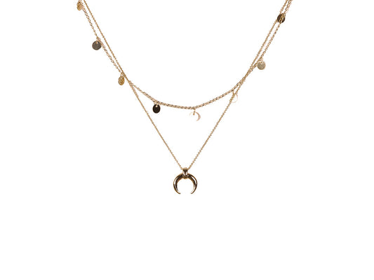 Victoria Tiny Horn Two Row Necklace