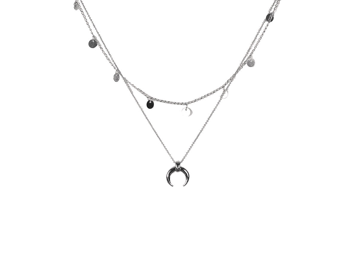 Victoria Tiny Horn Two Row Necklace
